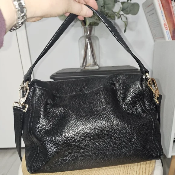 🖤 Kate Spade Fold Over Black Leather Crossbody Bag With Handle 🖤 - Picture 4 of 10
